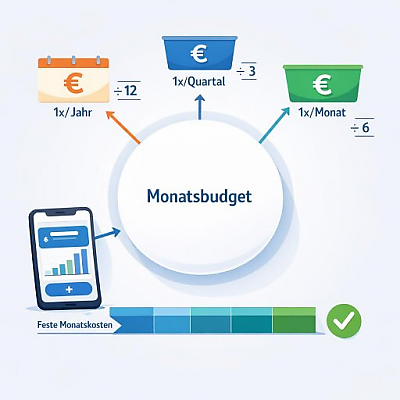 Wiederkehrende Ausgaben im Haushaltsbuch planen: Jahresbeträge einfach auf Monate umrechnen