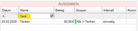 Schnellsuche und Filter in der Bilanzansicht Schnellsuche und Filter in der Bilanzansicht