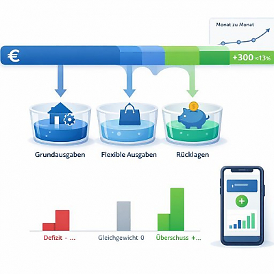 Was ist ein Haushaltsüberschuss? Einfache Erklärung mit Beispiel-Rechnung