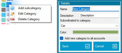 Create a subcategory below a selected parent in MyMicroBalance Create a subcategory below a selected parent in MyMicroBalance
