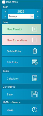 Main Menu in the English MyMicroBalance interface
