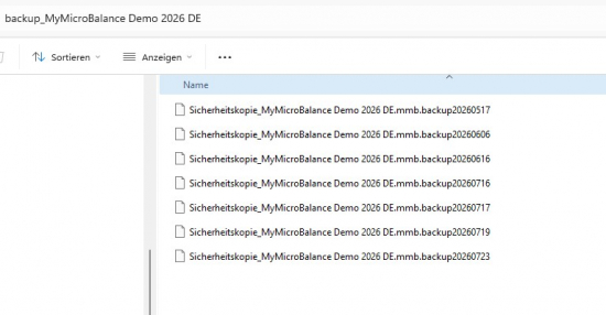 Backup-Datei im Sicherungsordner ausw&auml;hlen