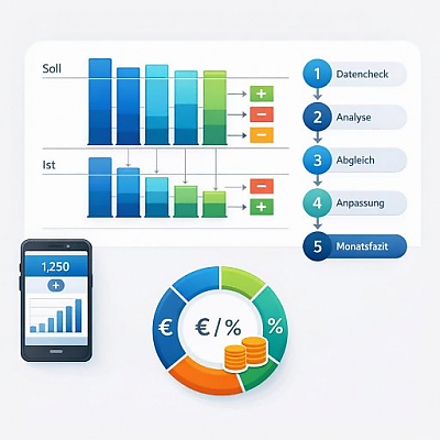 Monatliches Budget auswerten im digitalen Haushaltsbuch: Schritt-für-Schritt-Anleitung mit Auswertungs-Checkliste