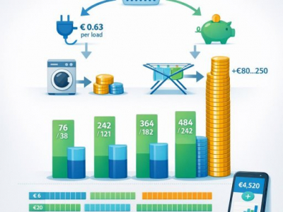 Spring Laundry Drying Costs Compared: How to Save Up to €250 in Electricity by Using a Drying Rack Instead of a Dryer