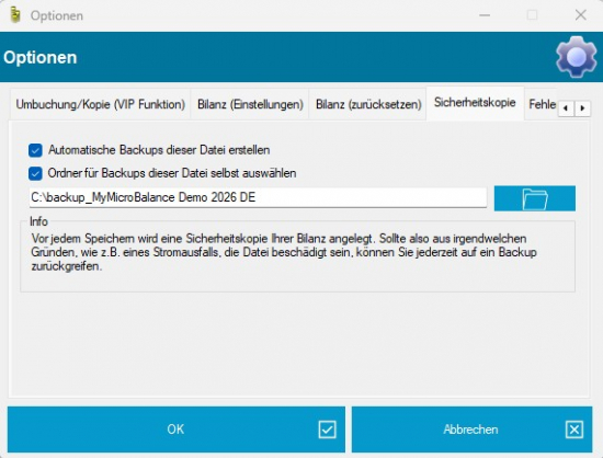 Automatische Backups in MyMicroBalance einrichten